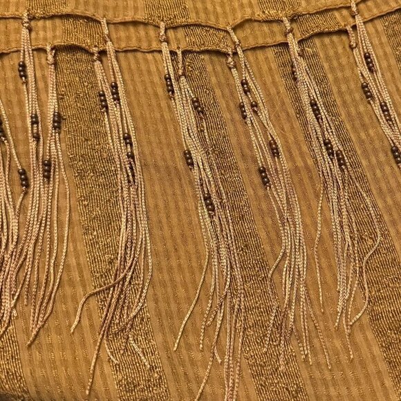 Boho Copper Dreams Beaded Shawl Striped Fringe Wrap by Bijoux Terner Earthy - Picture 8 of 12
